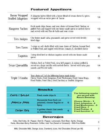 2025 Starters Menu